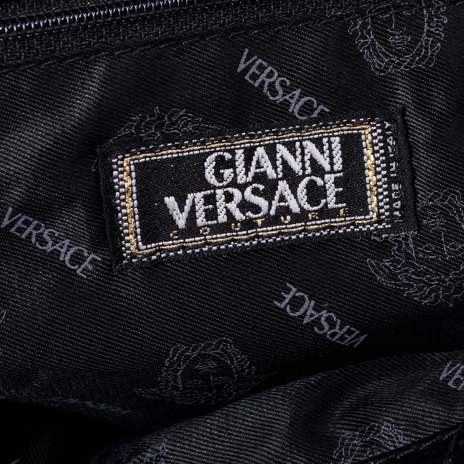 Gianni Versace Couture Vintage Black Drawstring Bucket Bag W/ Medusa Head