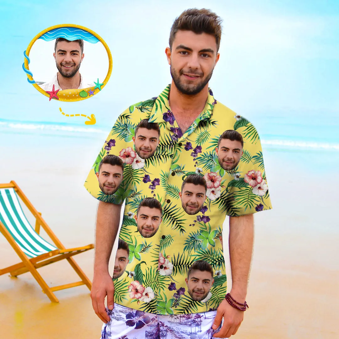 Gift For Family Custom Photo Hawaiian Shirt Parent-child Wears Personalised Face Hawaiian Shirt