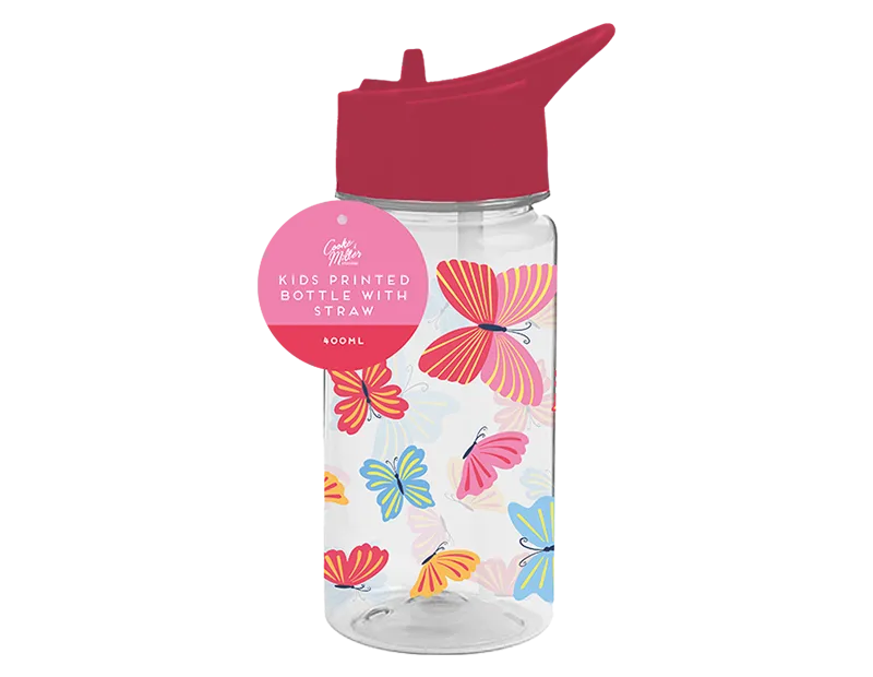 Girls Printed Bottle With Straw 400ml