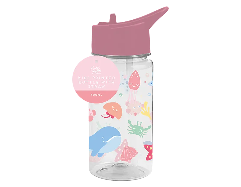 Girls Printed Bottle With Straw 400ml