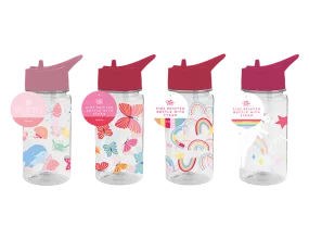 Girls Printed Bottle With Straw 400ml