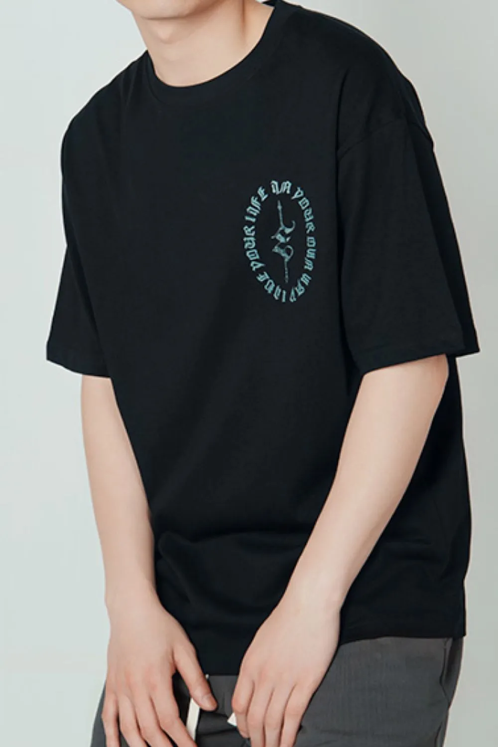 Graphic Round Neck Short Sleeve Cotton T-Shirt