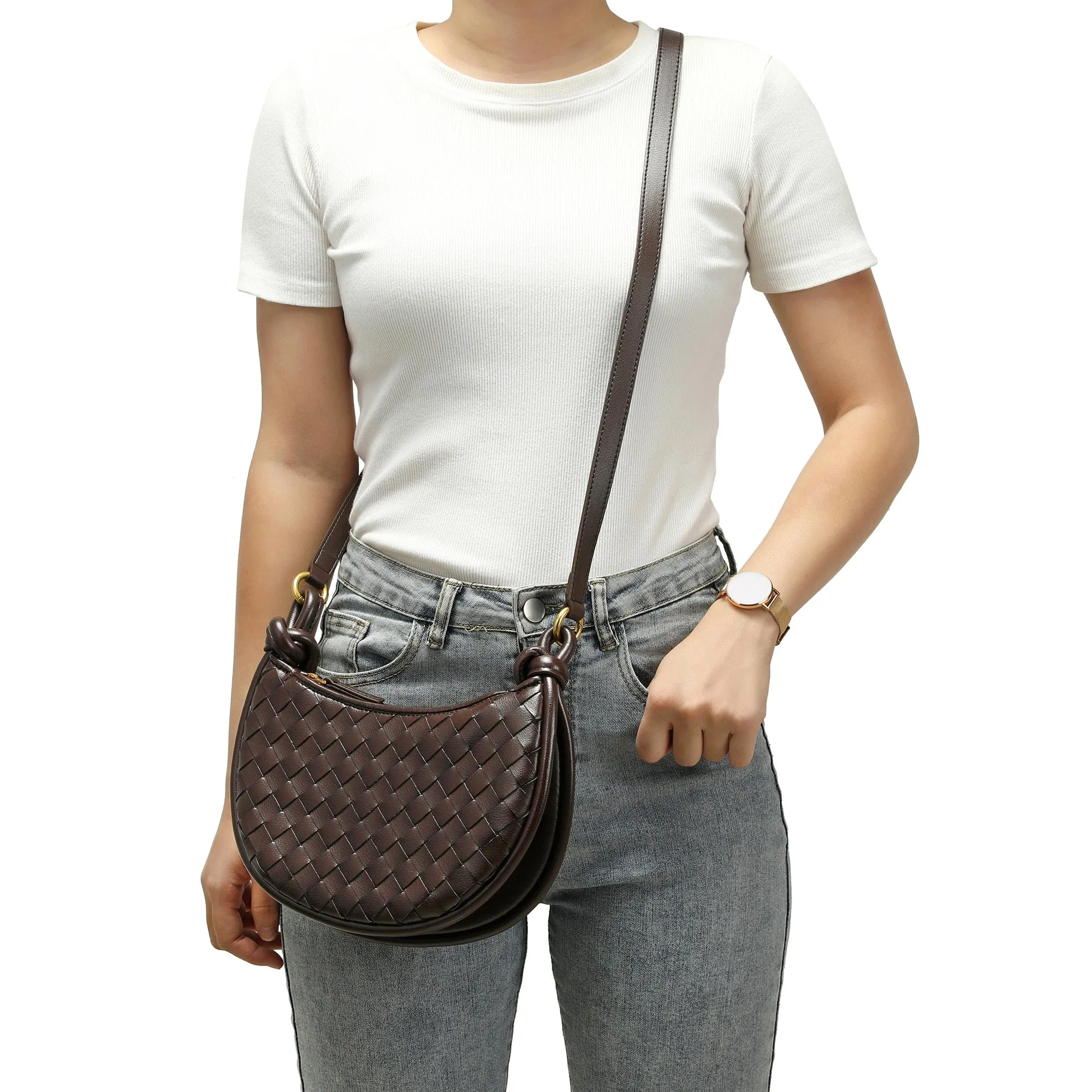 Hand-Woven Leather Messenger/Shoulder Bag