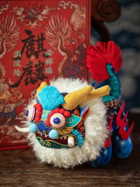 Handmade DIY Auspicious Beast Kirin Embroidery Material Kit - 3D Fabric Kirin Ornament Birthday Gift