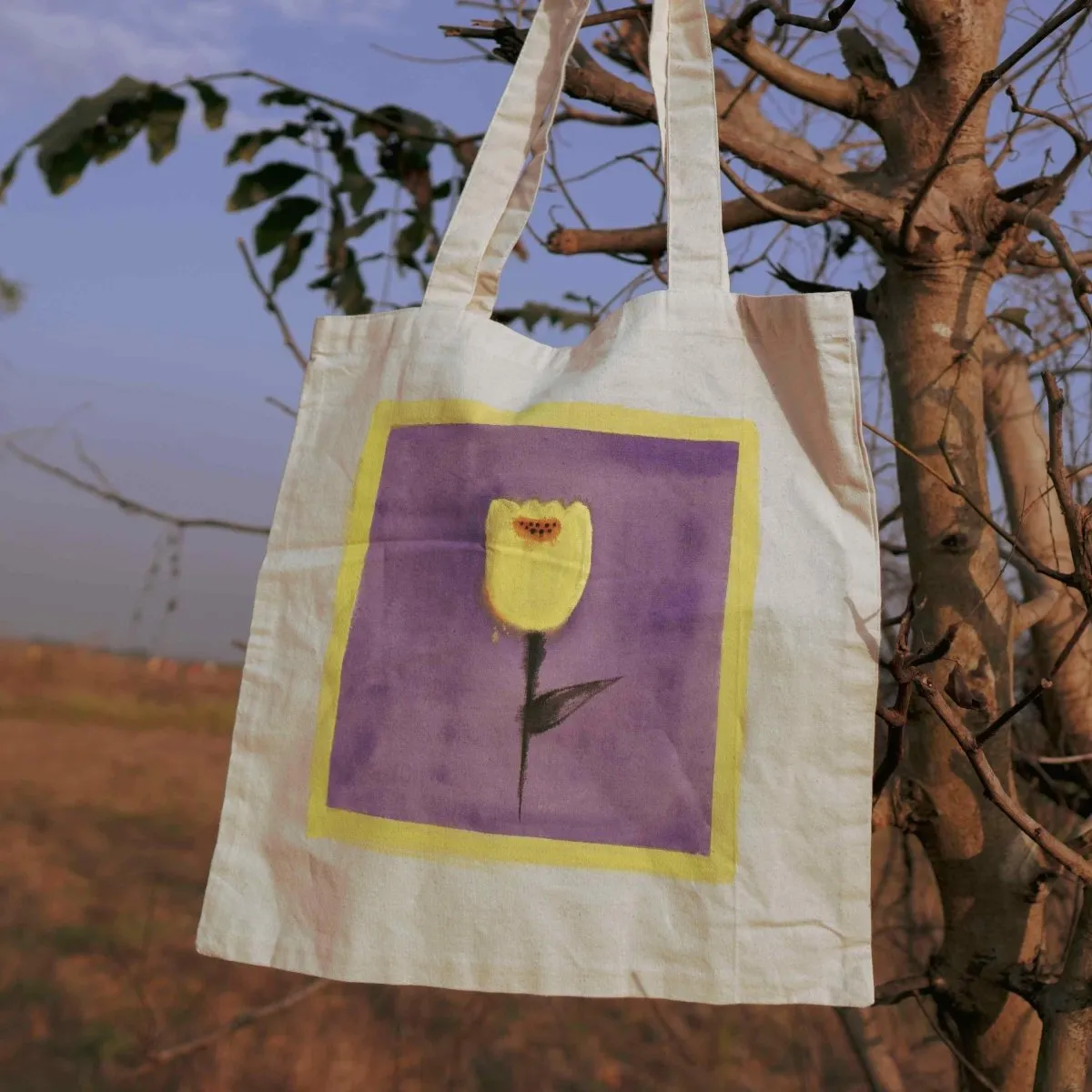 Handpainted Bell Flower Tote Bag