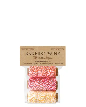 Hemptique Cotton Bakers Twine 2 Ply 3 Mini Spool Bag Set