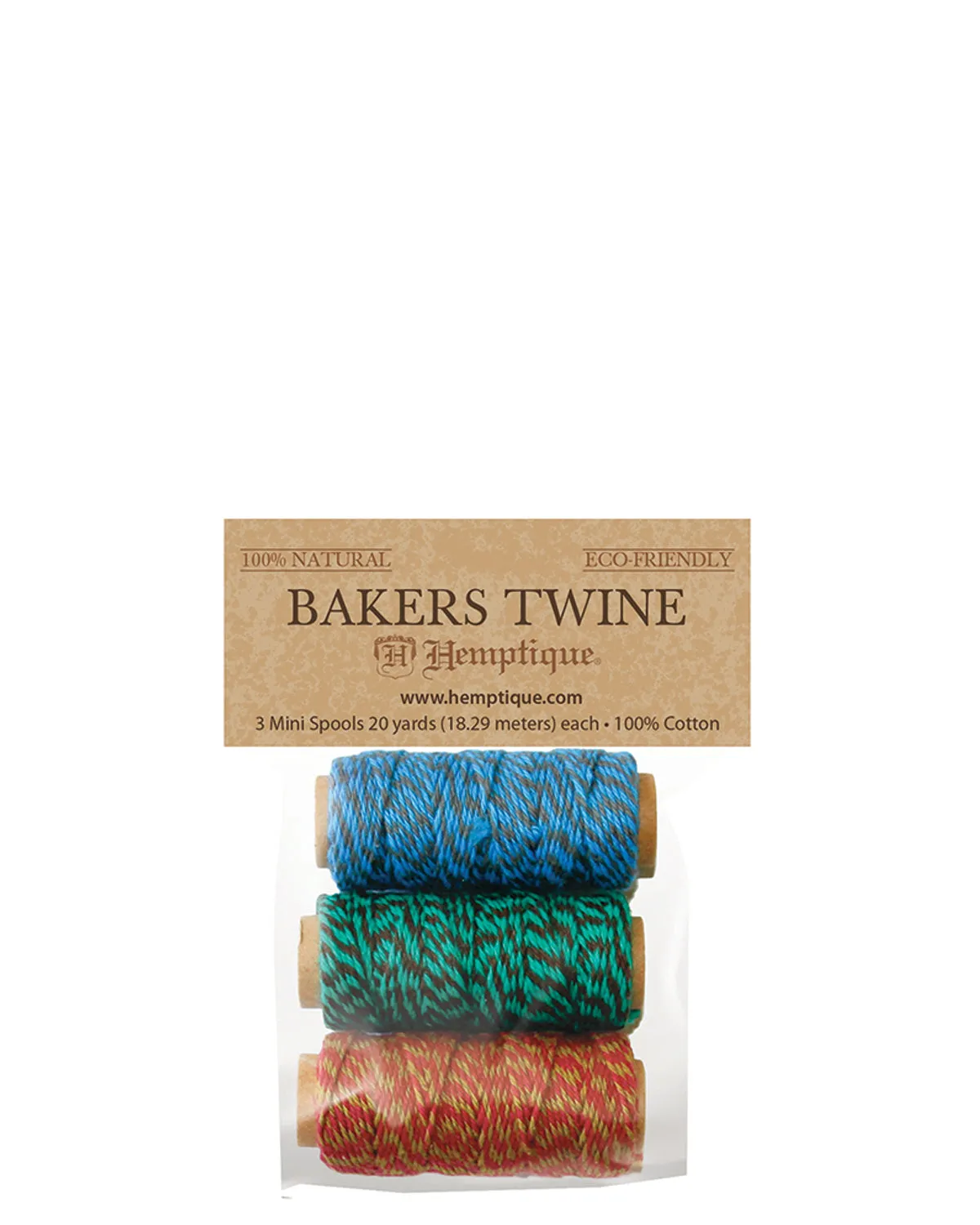 Hemptique Cotton Bakers Twine 2 Ply 3 Mini Spool Bag Set