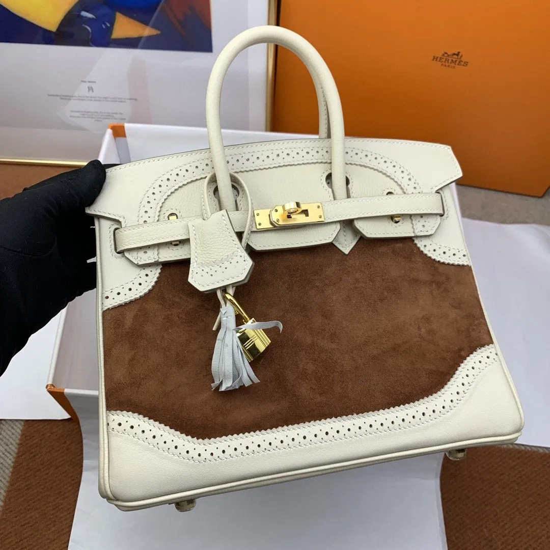 HM Birkin Nata Swift Bi Color For Women Gold Toned Hardware 10in/25cm