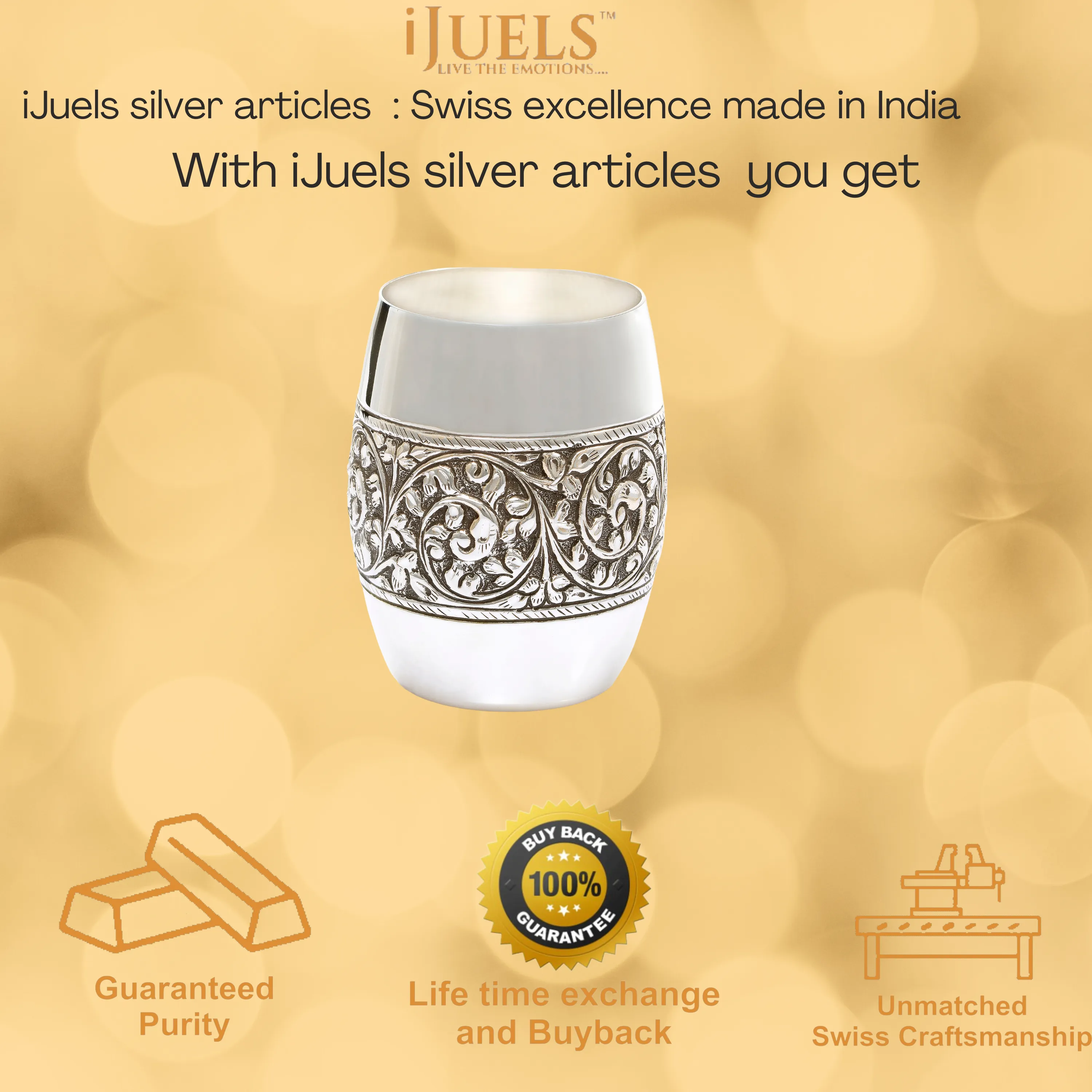 ijuels pure silver hand carved glass 925 silver BIS hallmarked and certified