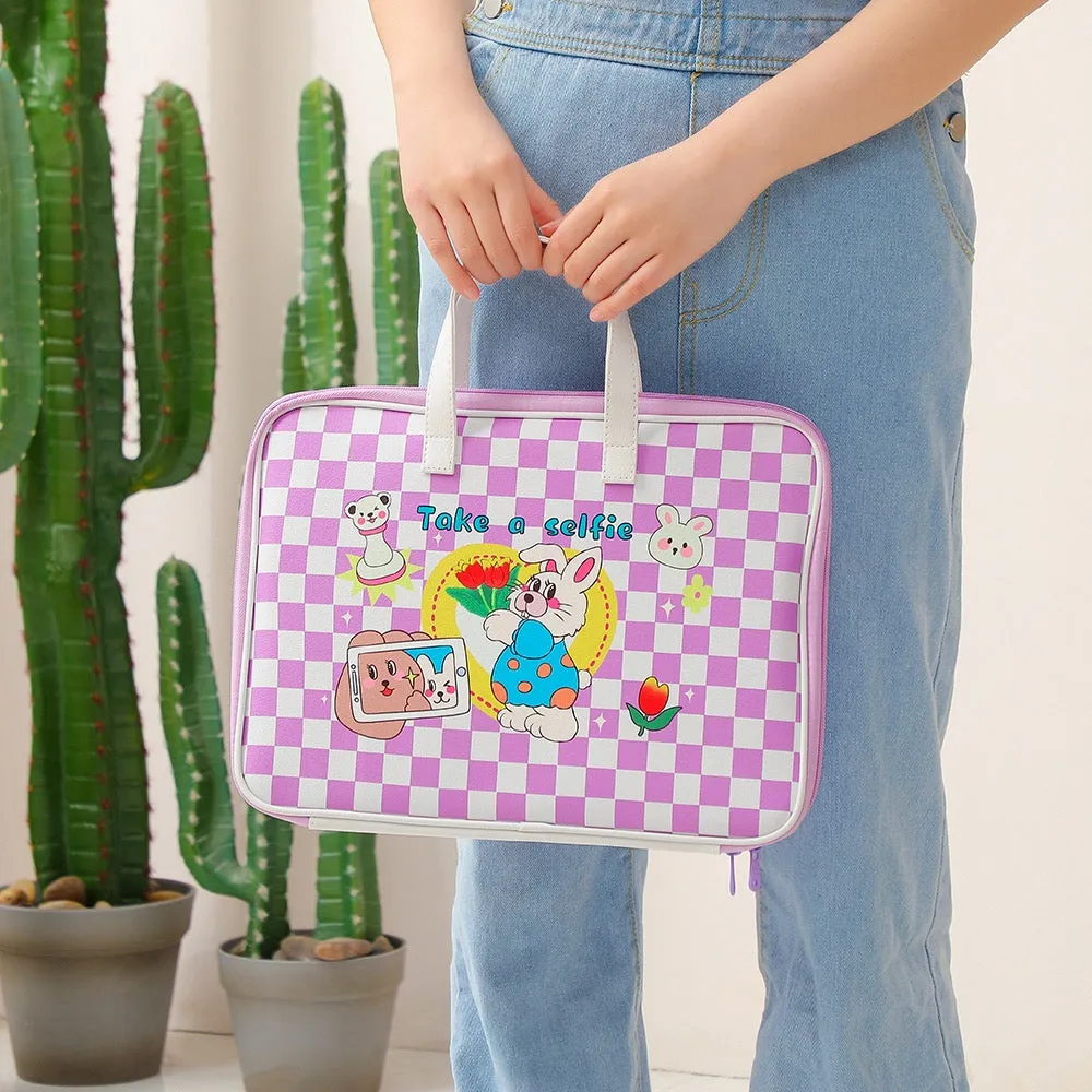 Kawaii Vintage 60s Style Pink & Purple Rabbit Take a Selfie 13 13.3 inches Laptop Bag