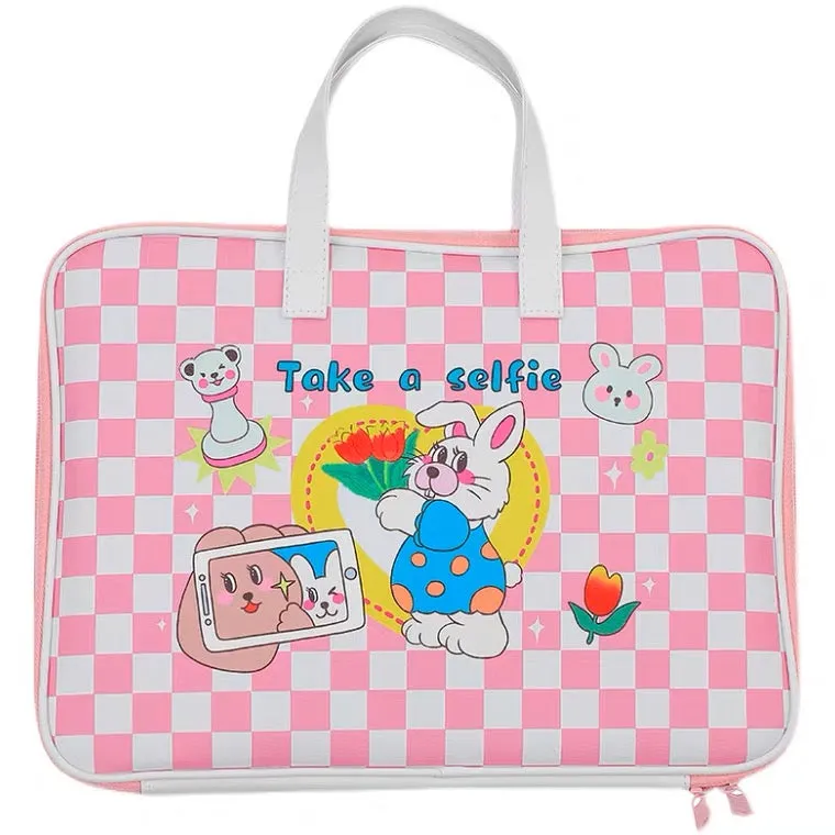 Kawaii Vintage 60s Style Pink & Purple Rabbit Take a Selfie 13 13.3 inches Laptop Bag