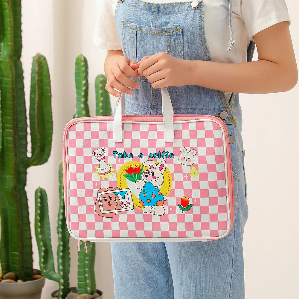 Kawaii Vintage 60s Style Pink & Purple Rabbit Take a Selfie 13 13.3 inches Laptop Bag