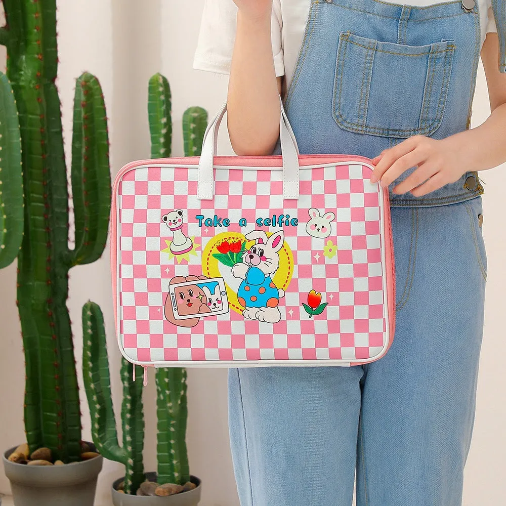 Kawaii Vintage 60s Style Pink & Purple Rabbit Take a Selfie 13 13.3 inches Laptop Bag