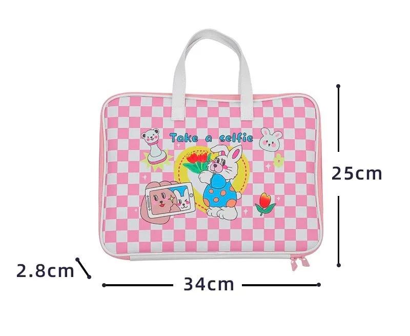 Kawaii Vintage 60s Style Pink & Purple Rabbit Take a Selfie 13 13.3 inches Laptop Bag