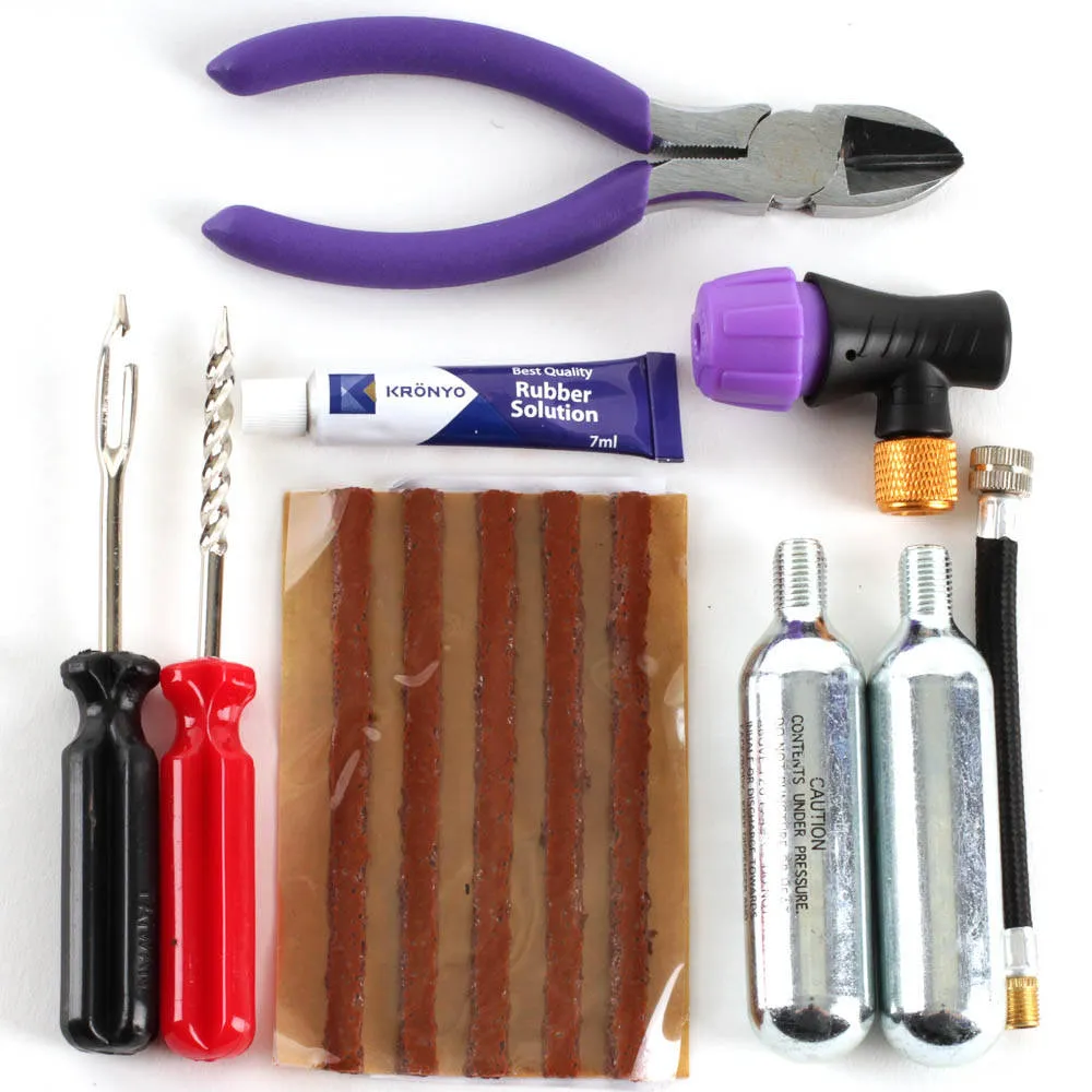 KRONYO PUNCTURE REP KIT COMPLETE (seals,CO2,tools,glue,bag)