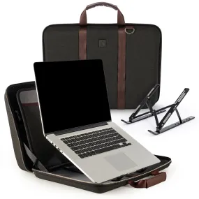 Laptop Bag for 15.6" Laptops with Integrated Stand & Shoulder Strap - Black & Brown | 312501