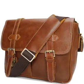 Leather Cross Body Multi Use Camera Organiser Shoulder Bag H8101 Tan