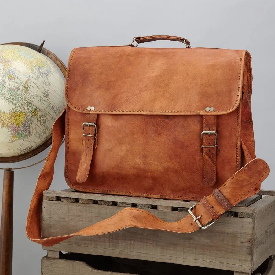 Leather Medium Laptop Bag with Handle