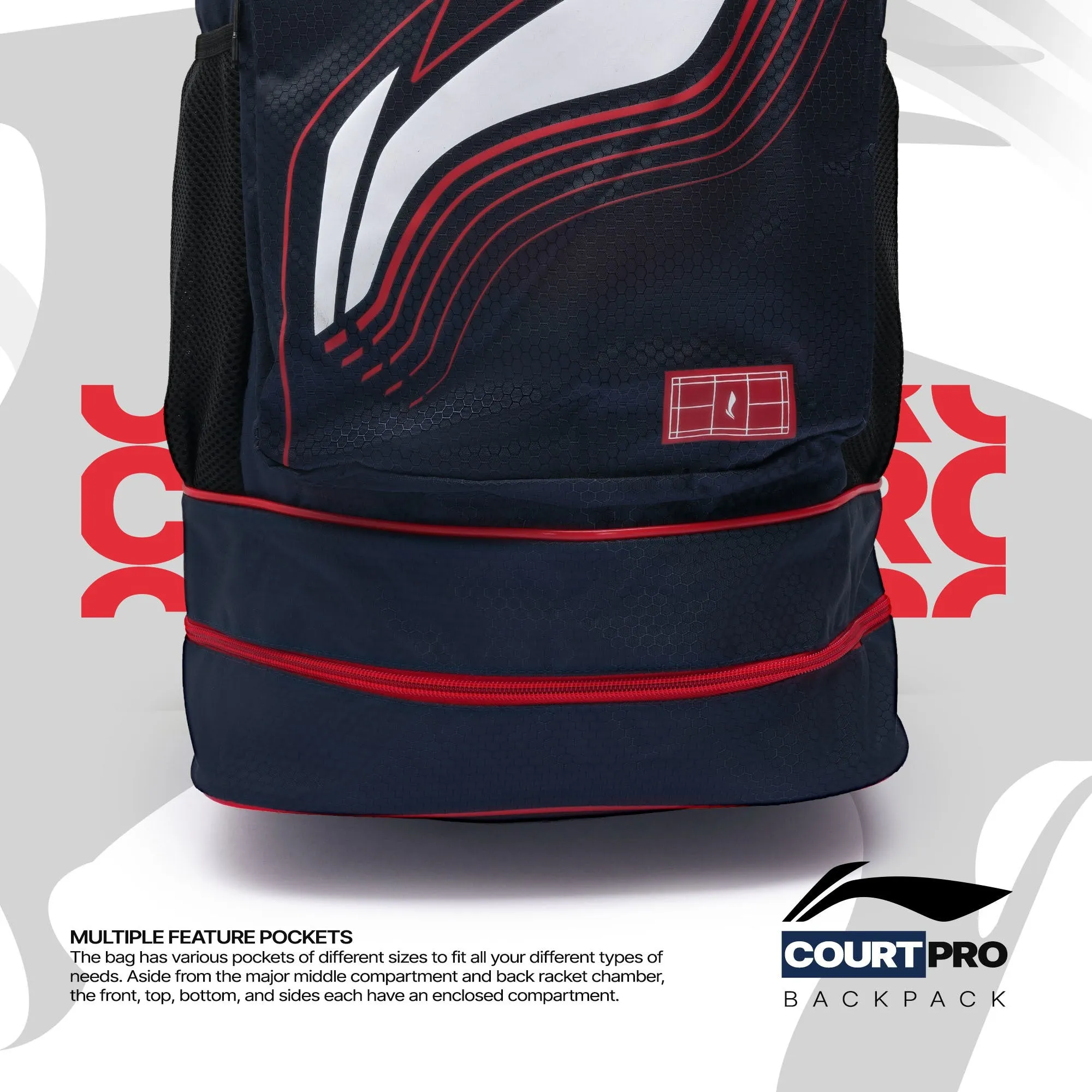 Li-Ning Court Pro Backpack Badminton Kit Bag (Navy) (Size - L/50 L)