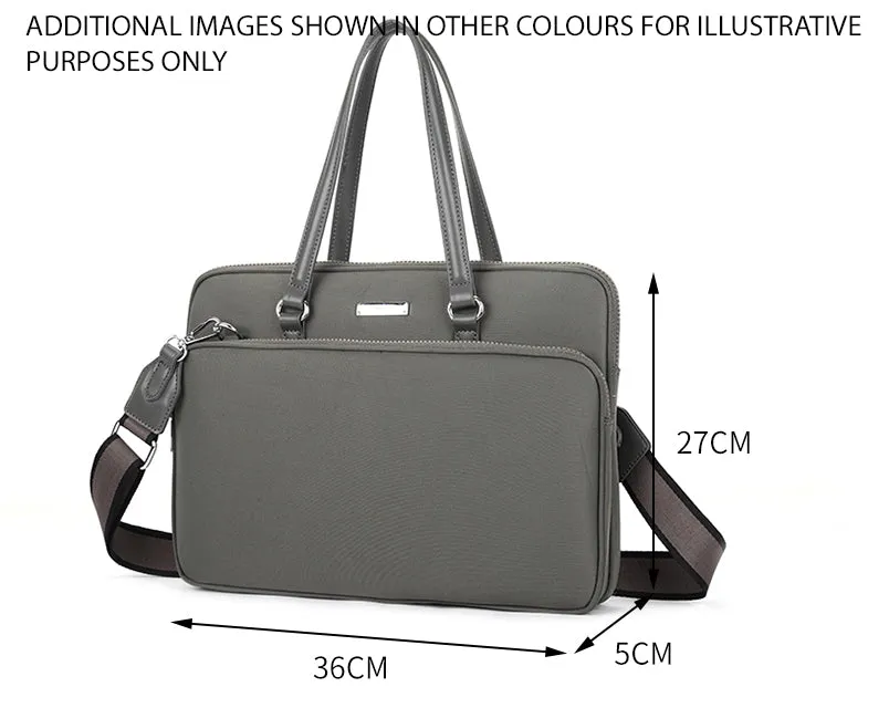 LIGHTWEIGHT FOREST GREEN MULTI COMPARTMENT LAPTOP HANDBAG WITH LONG SHOULDER STRAP