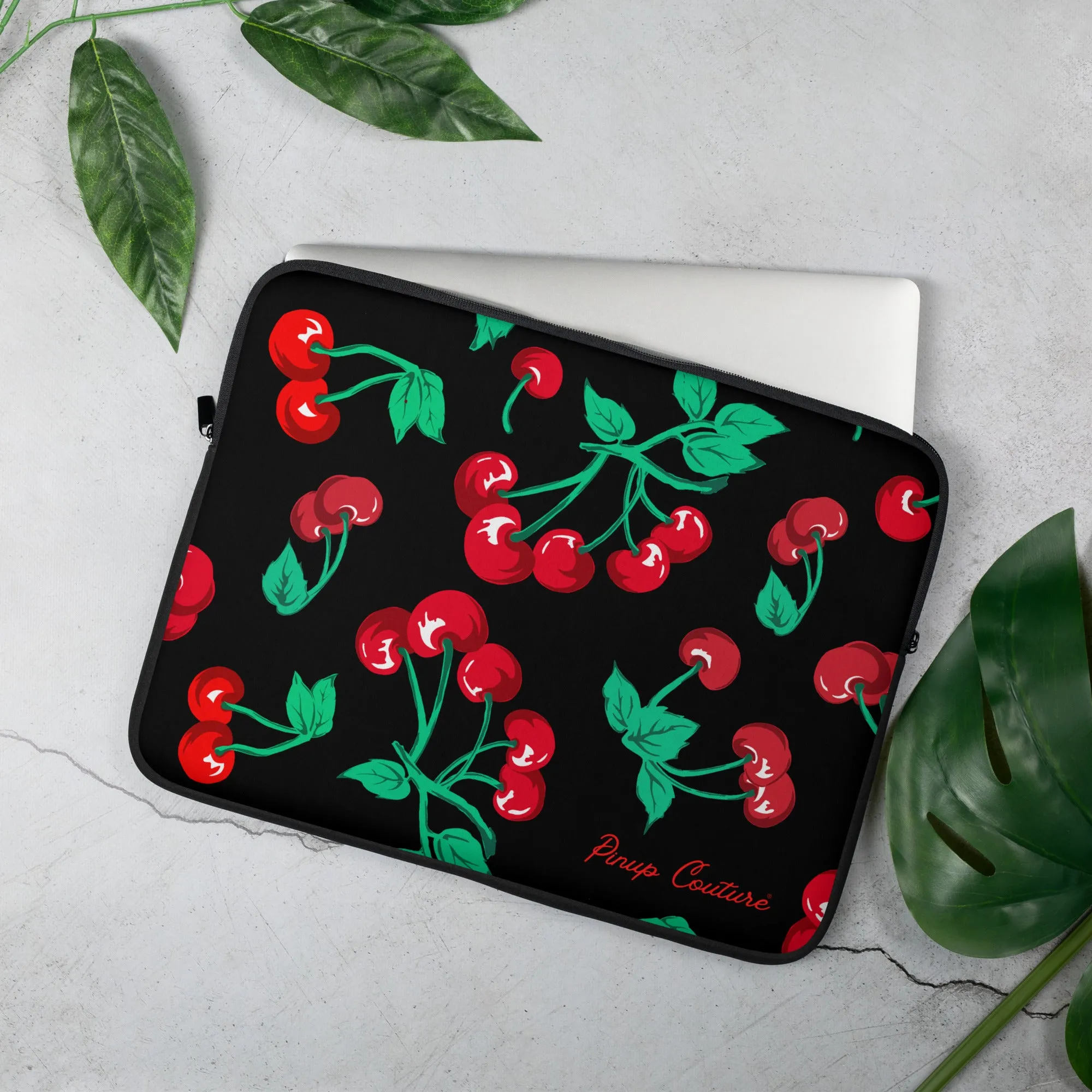 Lindy Cherry Girl Black Laptop Sleeve | Pinup Couture Relaxed