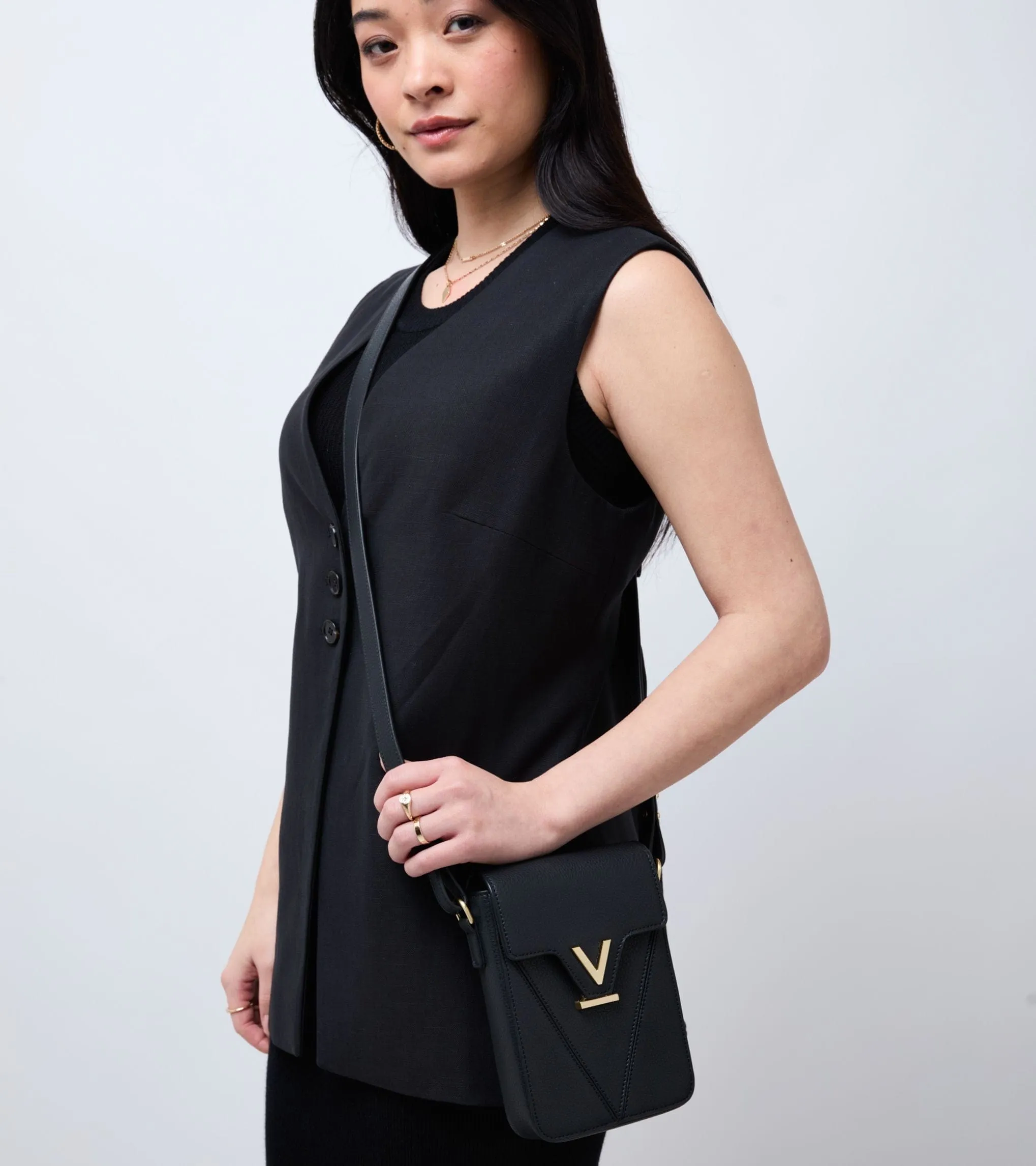 Luna Compact Vegan Bio-Based Bamboo Phone Bag | Black