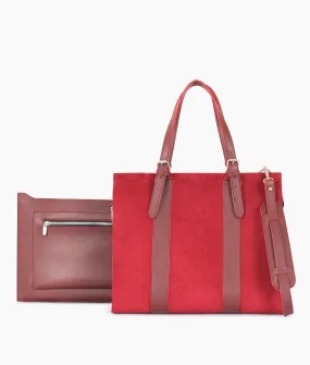 Maroon Suede Tote Bags With Sleeve 612