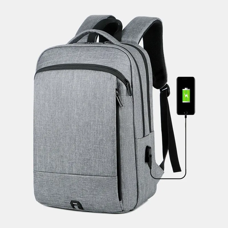 Men Nylon Large Capacity 14 Inch Laptop Bag Multi-layers Business Casual Travel Backpack With USB Charging