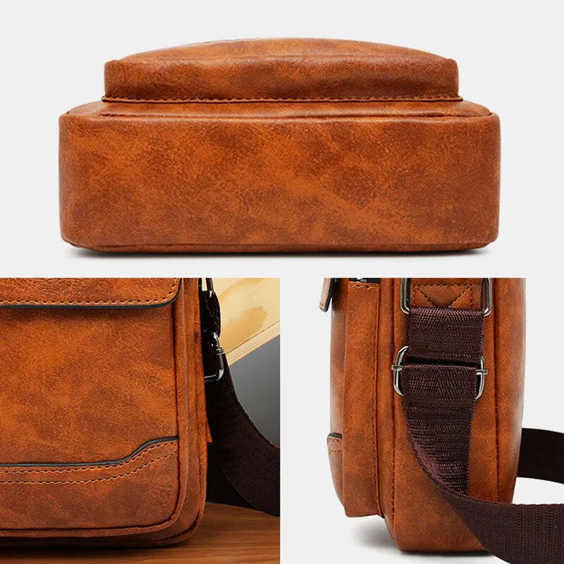 Men PU Leather Multi-pocket Anti-theft Retro Crossbody Bags Shoulder Bag Handbag Messenger Bag Briefcase