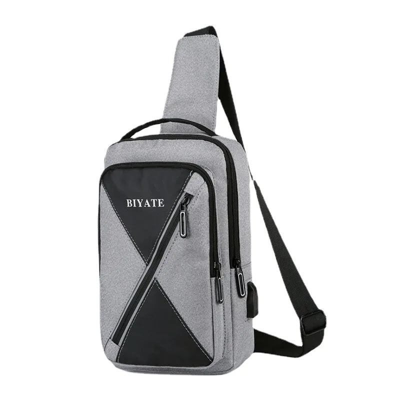 Men USB Charging Multi-pocket Chest Bag Oxford Non-slip Wear-resistant Waterproof Casual Shoulder Crossbody Bags