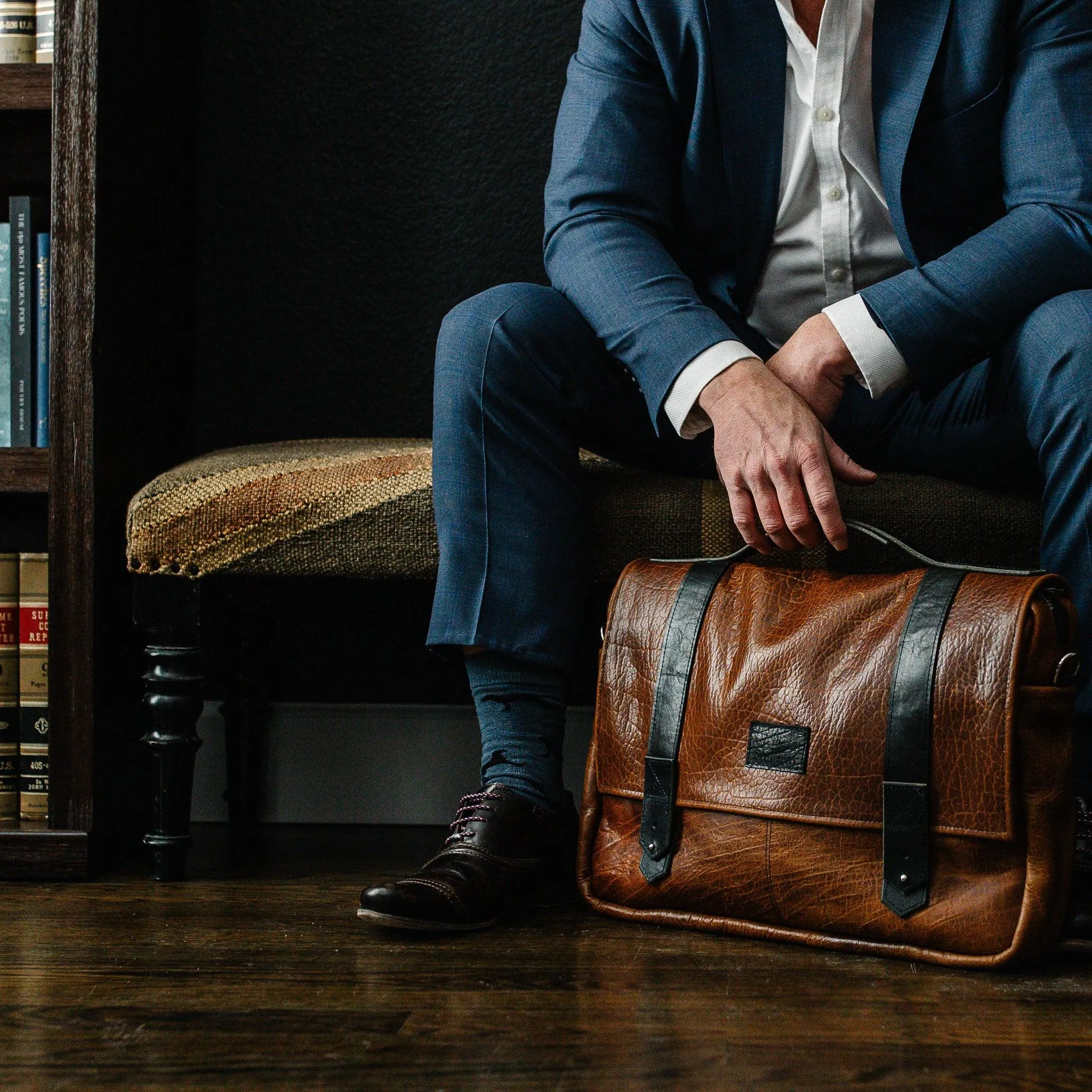 Men's Collection | Tyler Brief Messenger Bag | Brown   Black