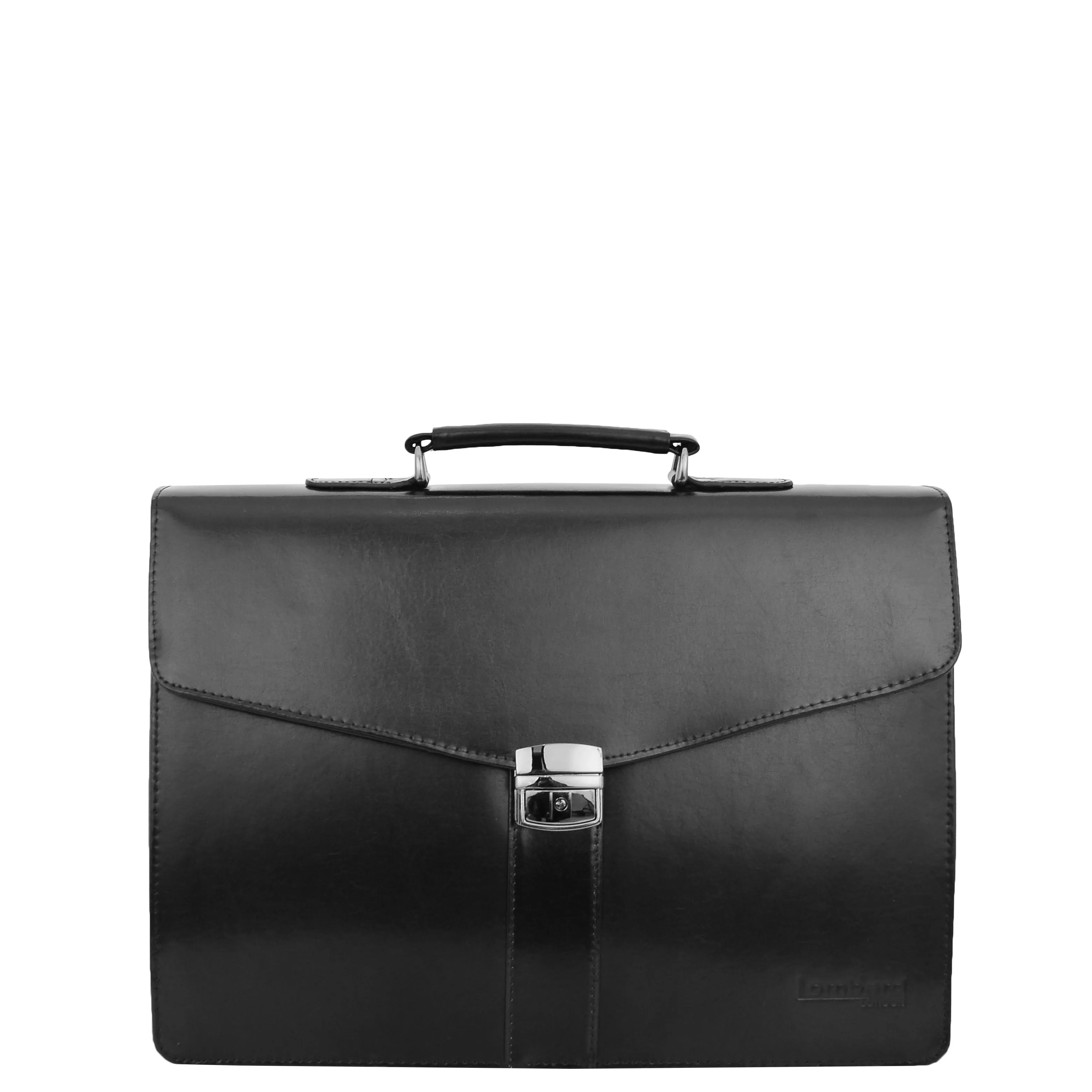 Mens Leather Flap Over Briefcase Dunkirk Black