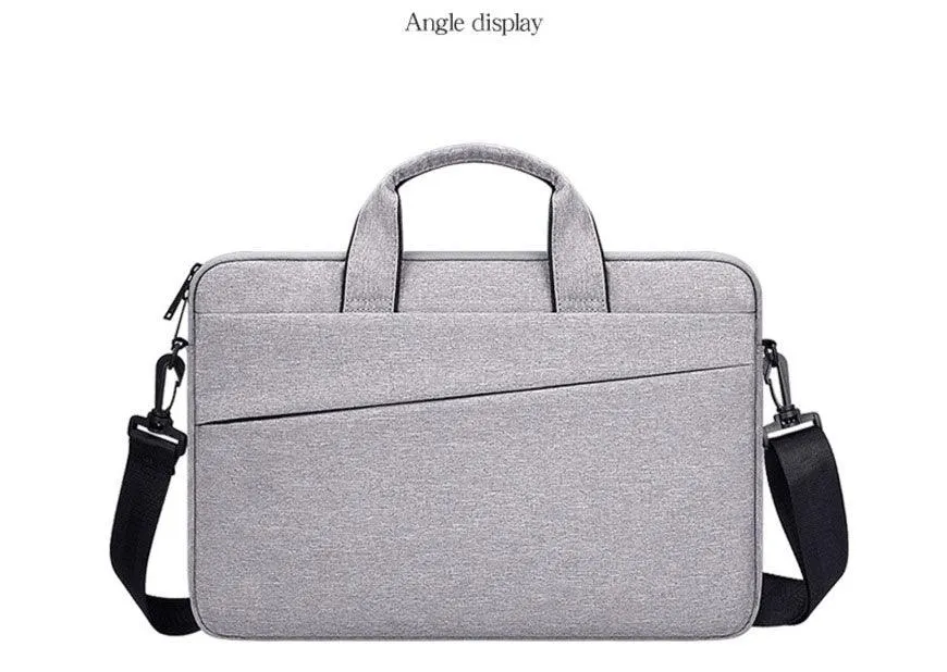 Men's Slant Zipper Briefcase Designed Ultra Light Laptop Bag-Ash