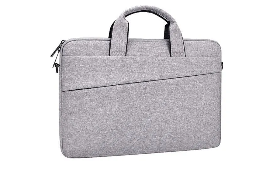 Men's Slant Zipper Briefcase Designed Ultra Light Laptop Bag-Ash