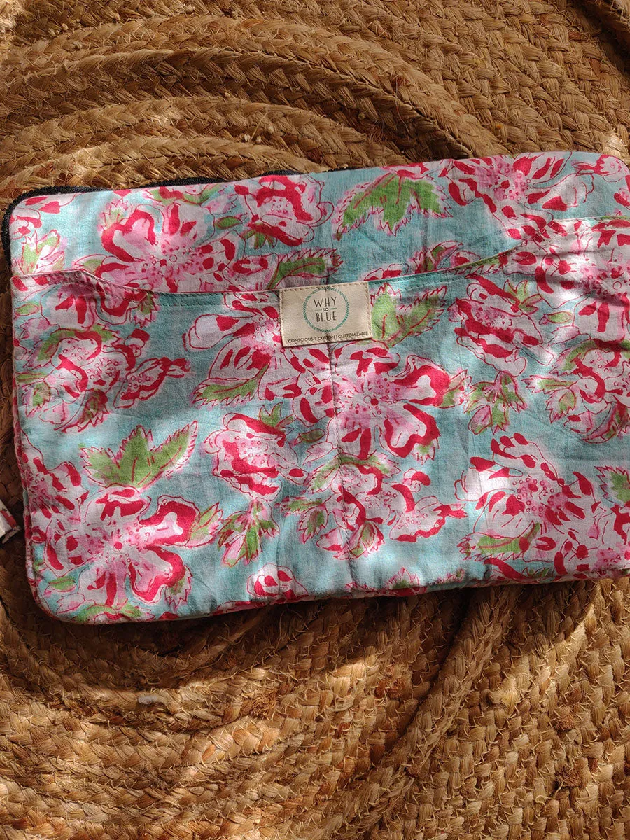 Mint and Pink Floral Laptop Sleeve