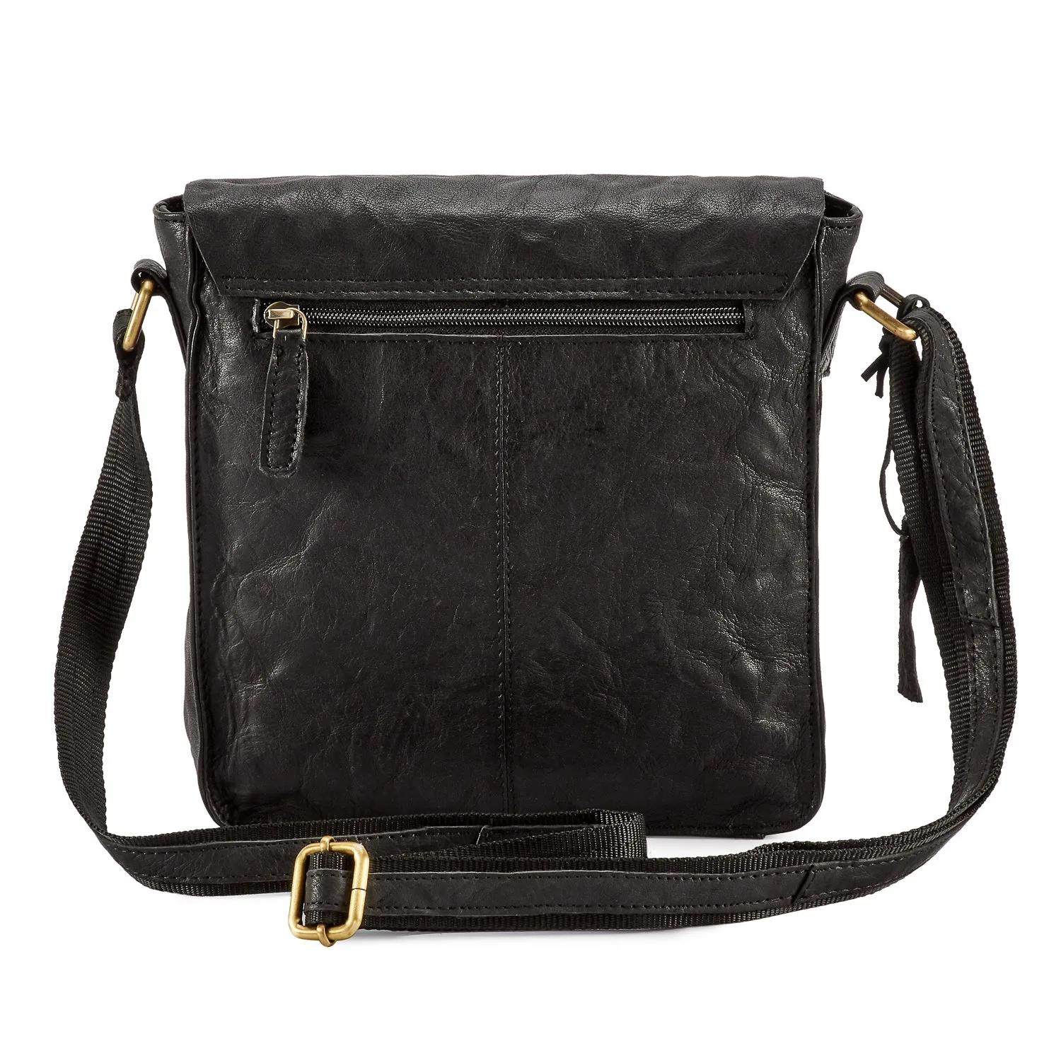 Pello Black washed leather man-bag #UM101 - Small