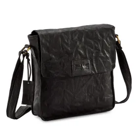 Pello Black washed leather man-bag #UM101 - Small