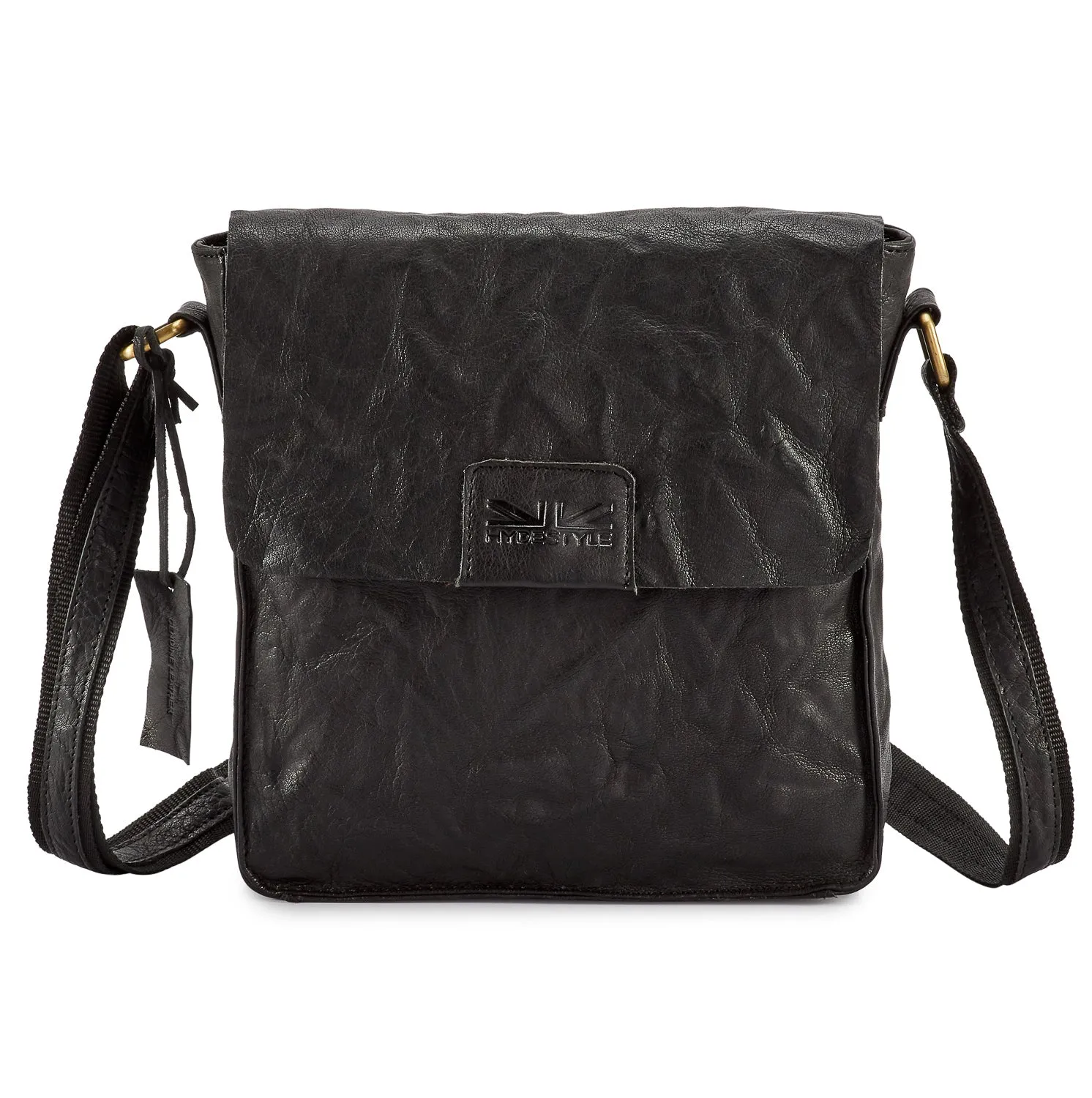 Pello Black washed leather man-bag #UM101 - Small