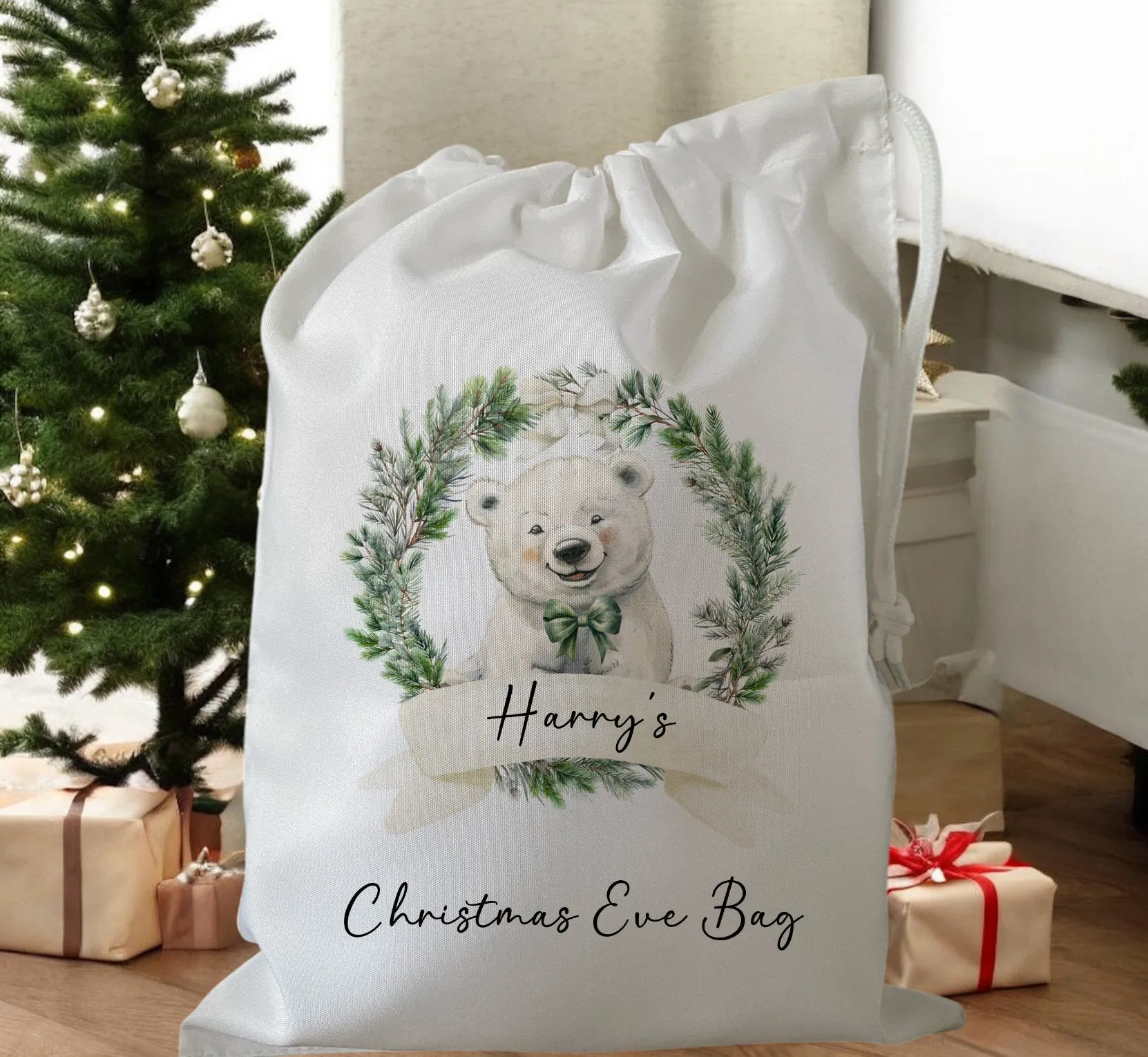 Peronalised Christmas Eve Treat Bag - Polar Bear