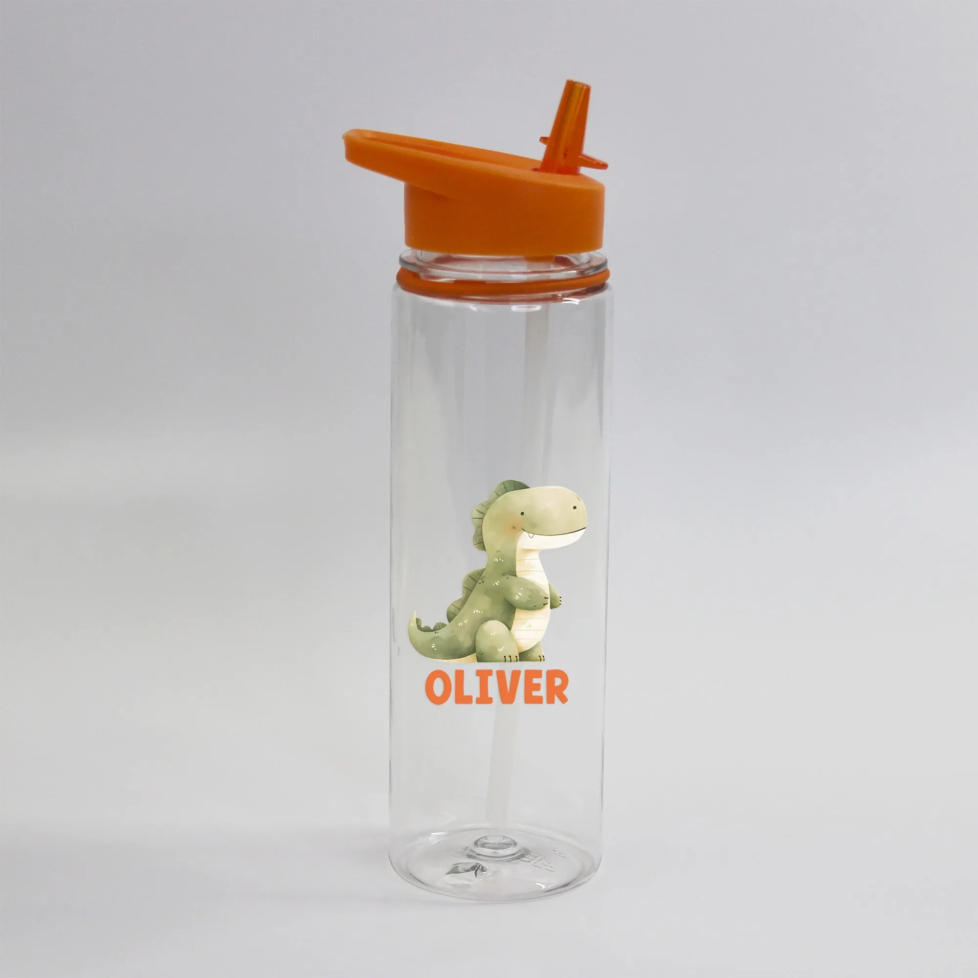 Personalised Children's Dinosaur Flip Straw Water Bottle, 725ml