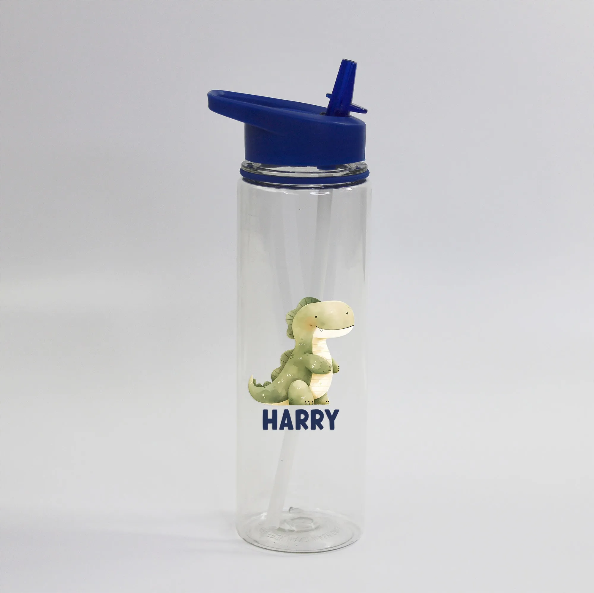 Personalised Children's Dinosaur Flip Straw Water Bottle, 725ml