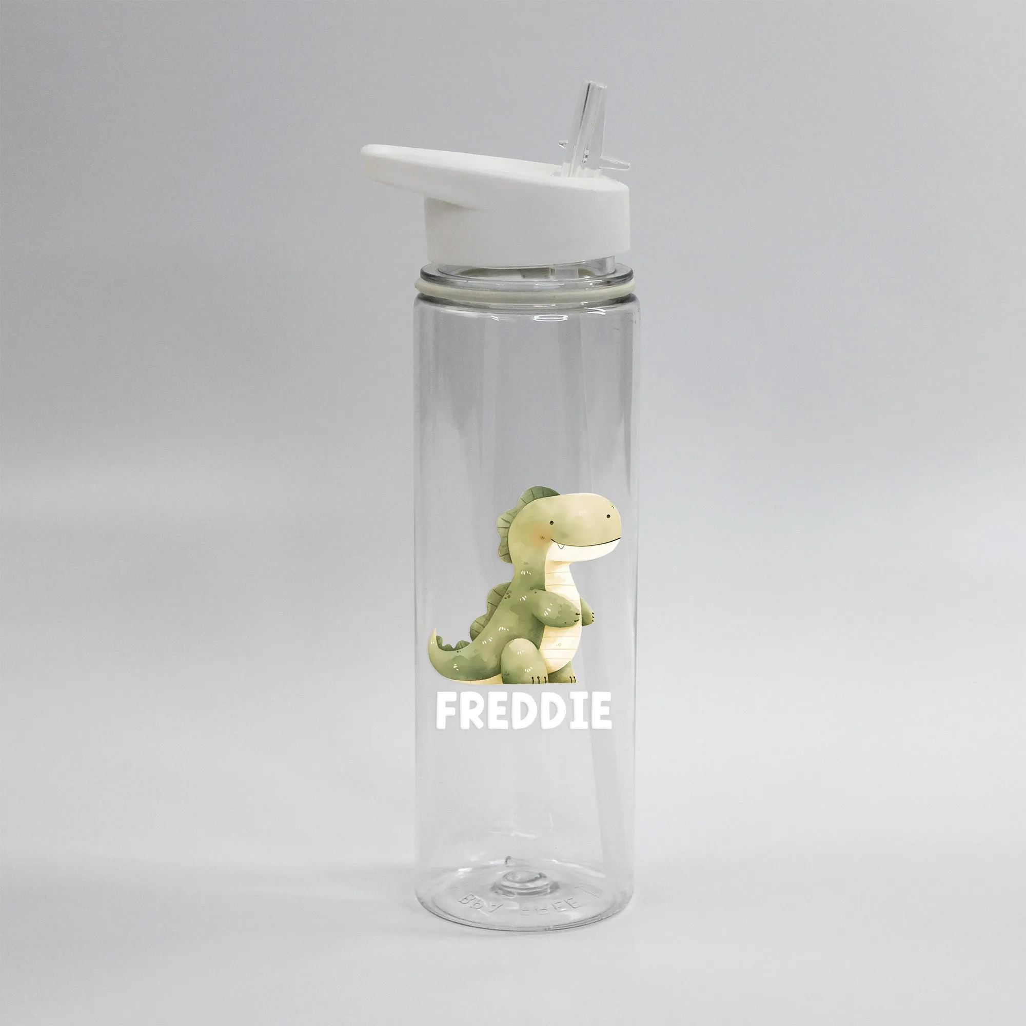 Personalised Children's Dinosaur Flip Straw Water Bottle, 725ml