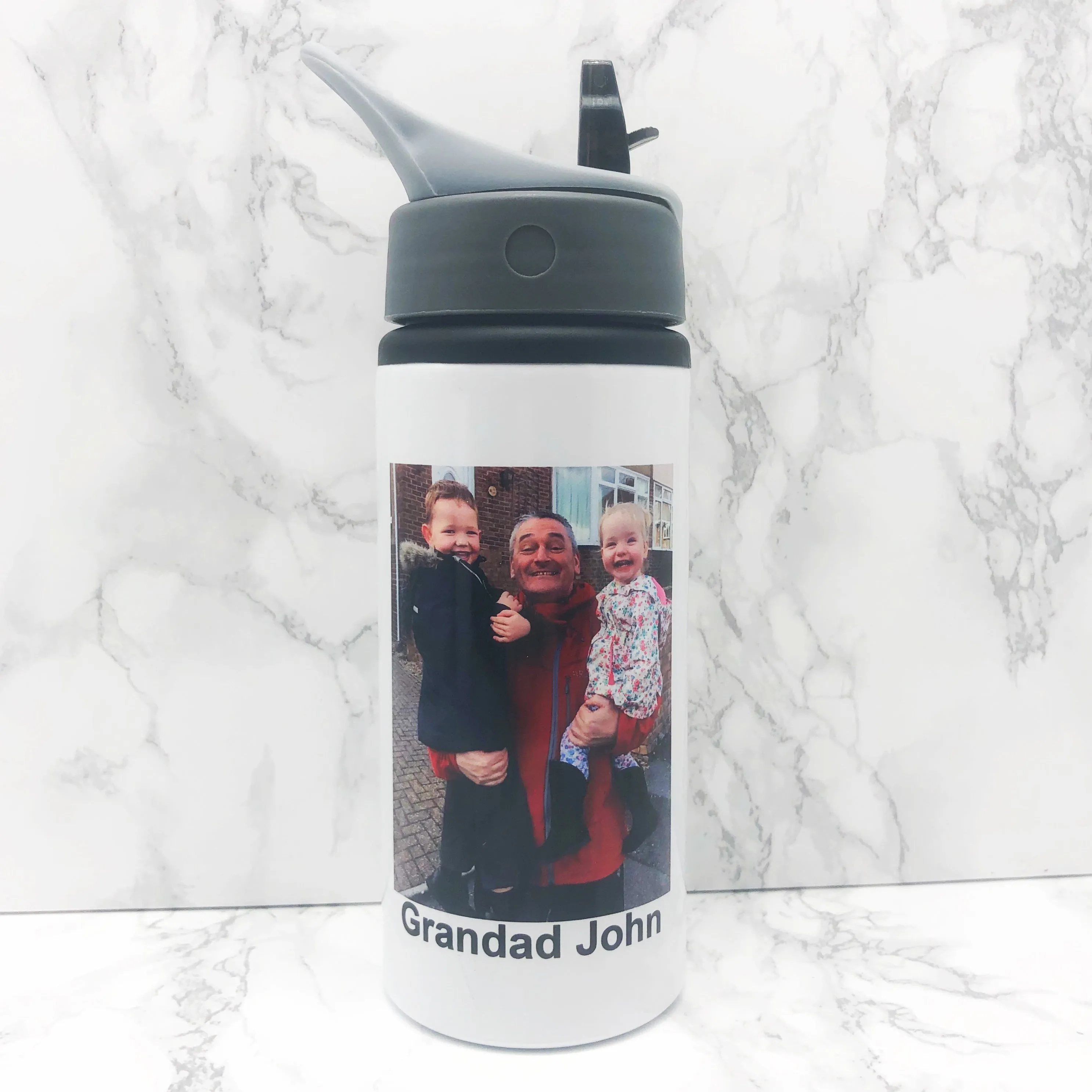 Personalised Photo Aluminium Straw Water Bottle 650ml