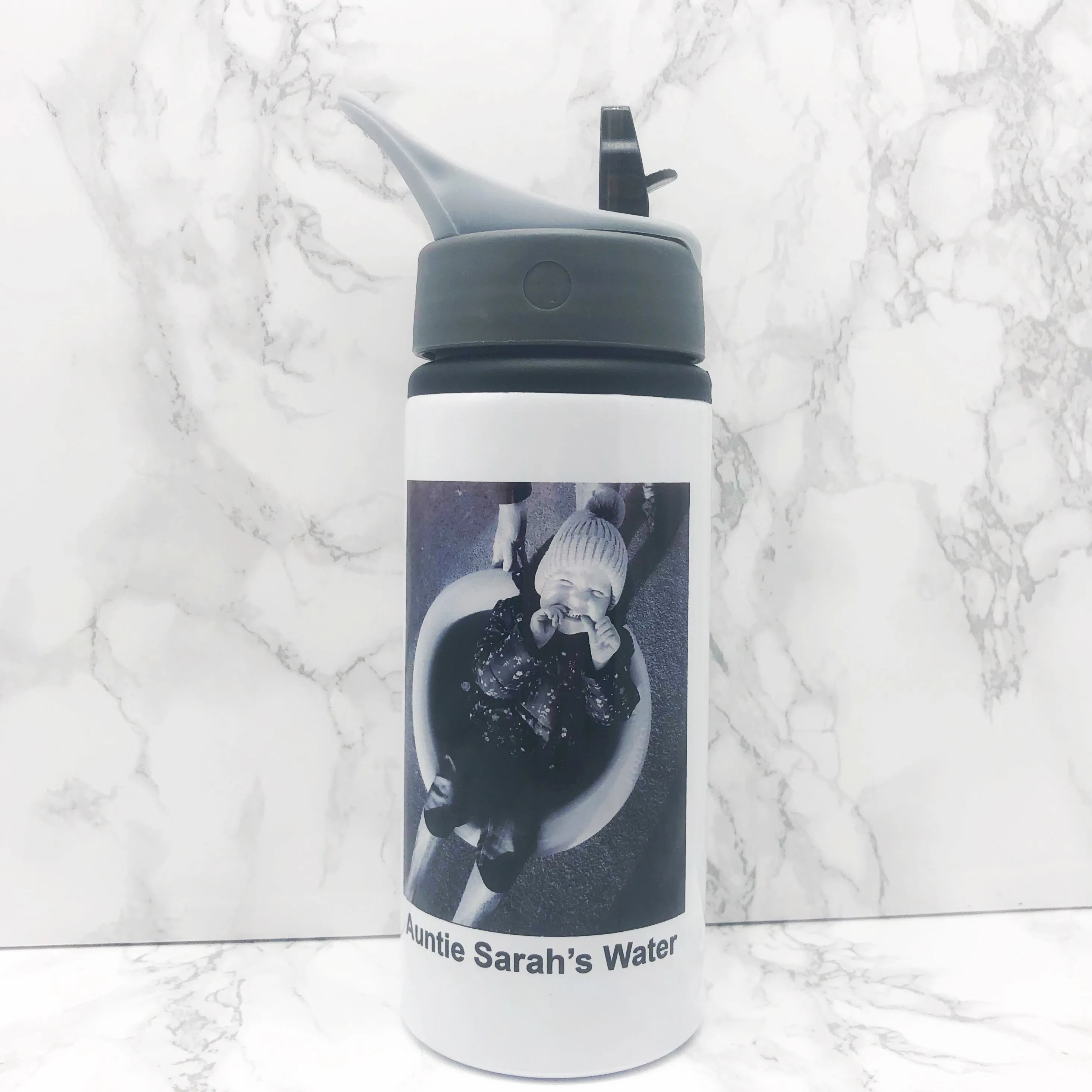 Personalised Photo Aluminium Straw Water Bottle 650ml