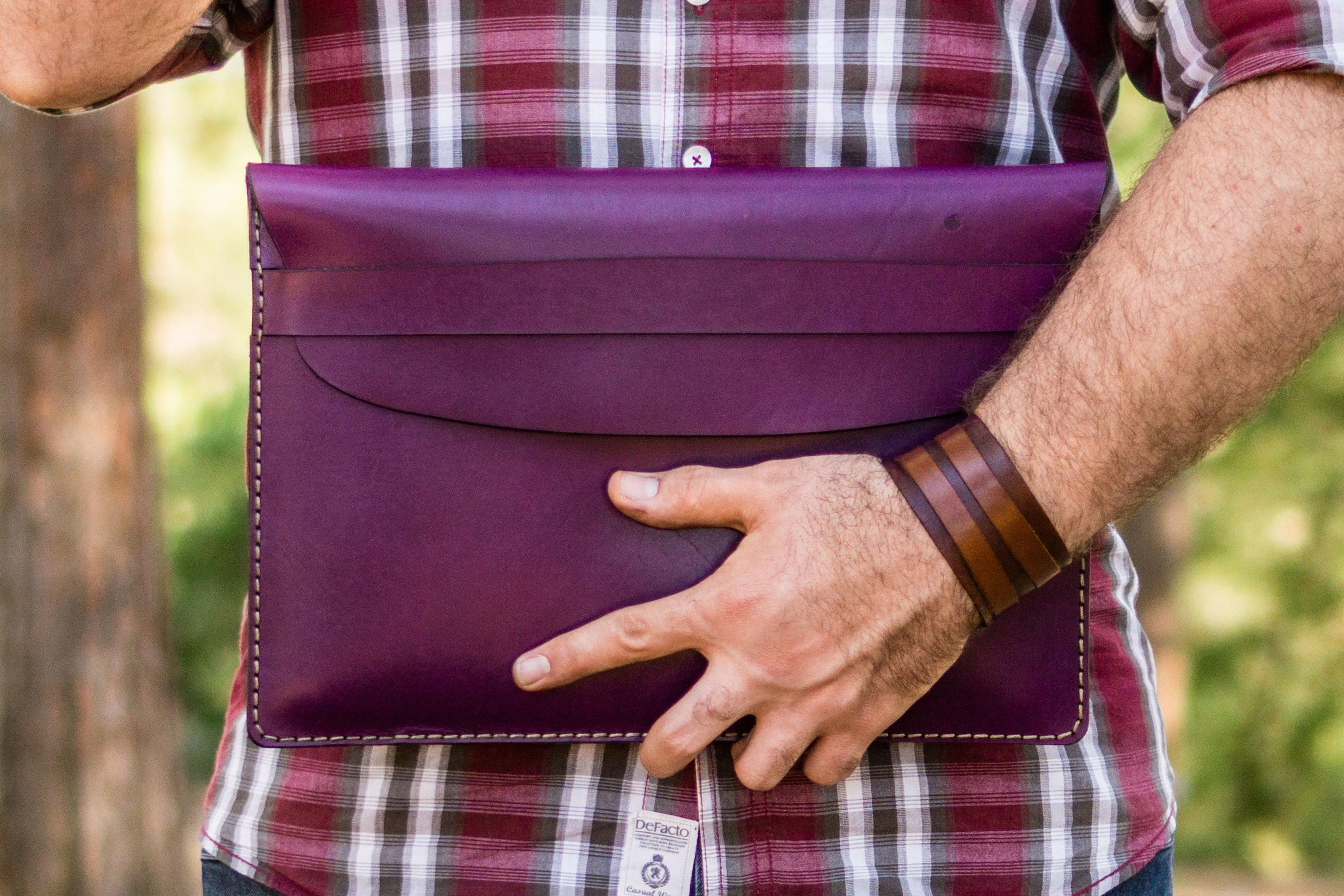 Personalized Leather MacBook Sleeves - Purple