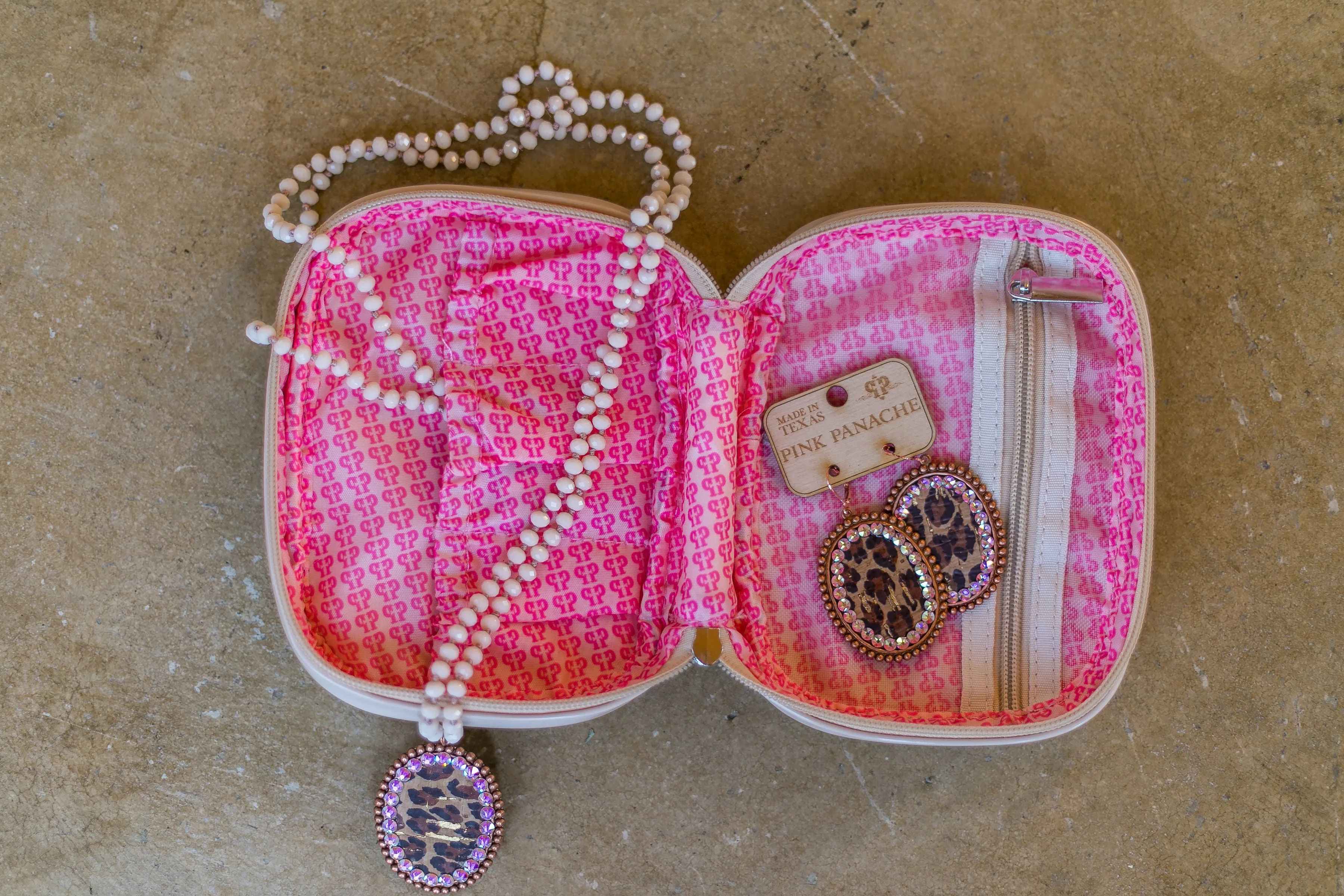 Pink Panache Jewelry Bag in Oyster