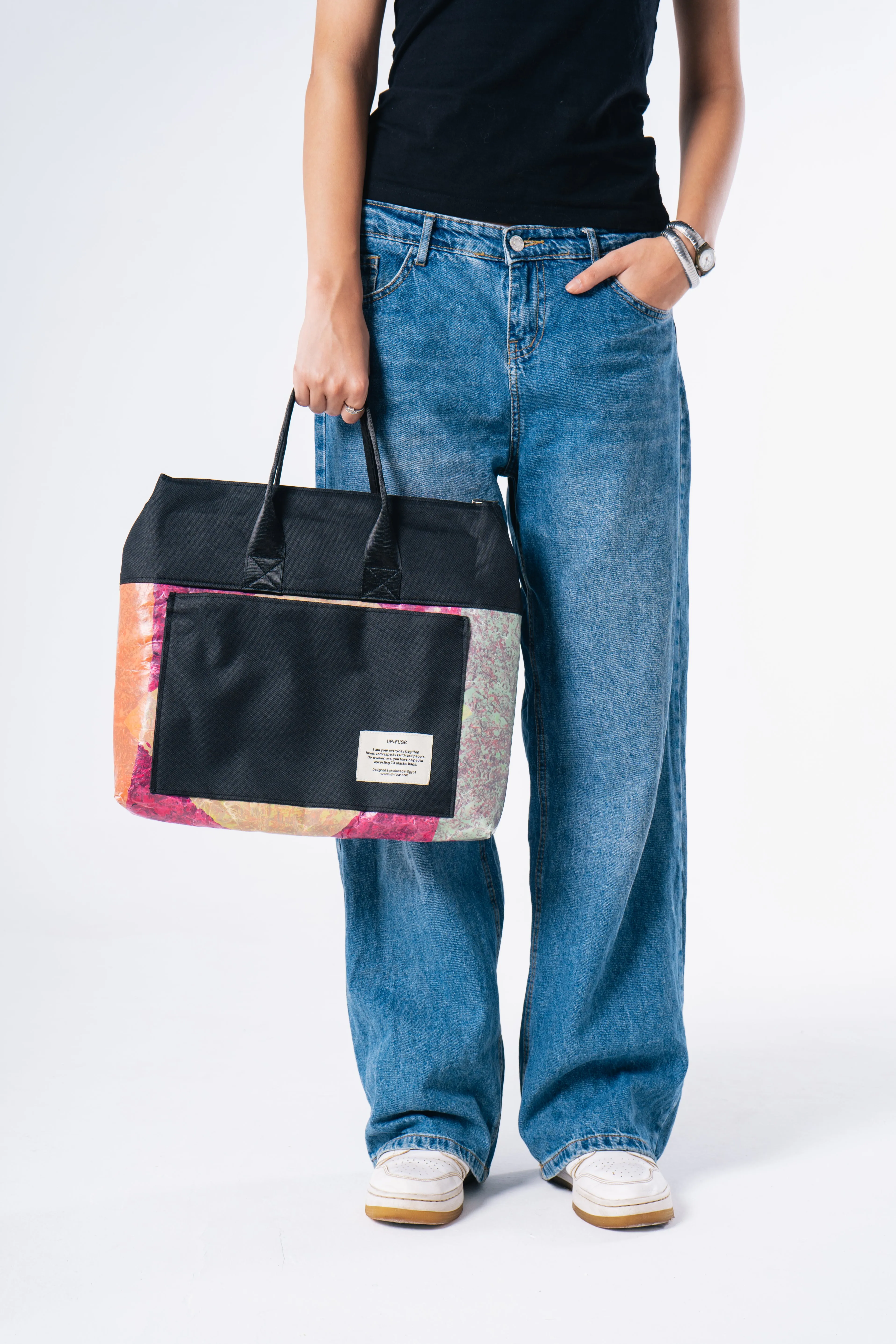 Practical Plastic Laptop Bag in Pink Blocks