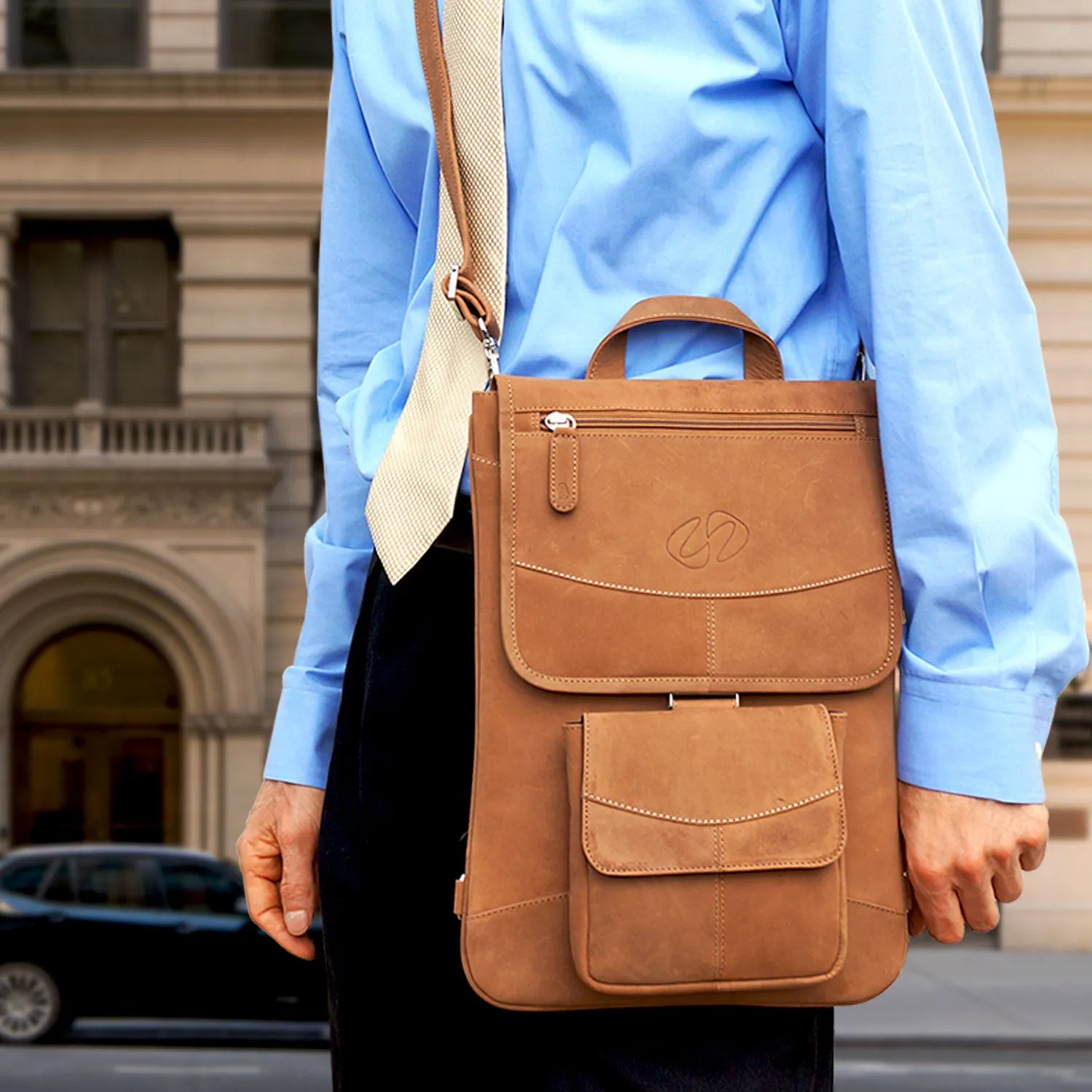 Premium Leather MacBook Messenger Bag