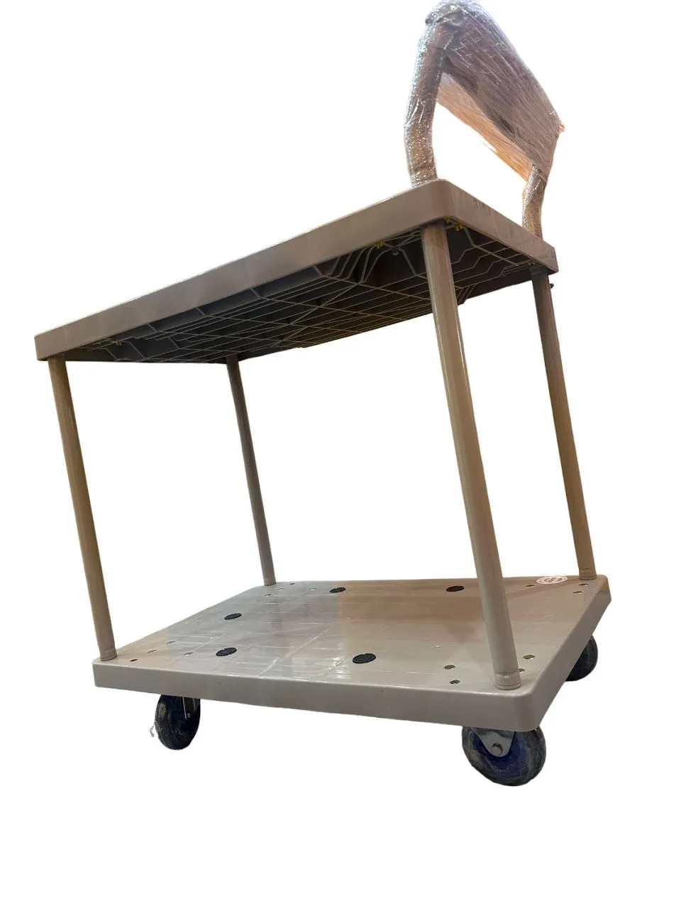 Prestar Single Handle Double Decker 2 Tier Plastic Trolley 150kg (PB114) | Model : TRL-PS-P150-2TIER