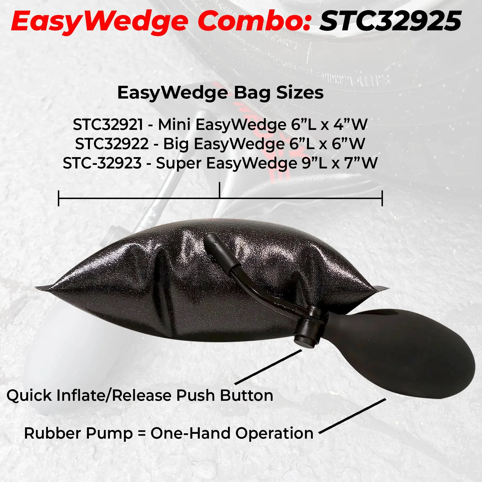 Pro-Grade EasyWedge Inflatable Air Wedge Pump Bag 3Pk